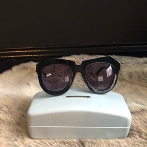 Karen Walker Sunglasses One Meadow Black and Gold Oversized Auth w Tags & Case